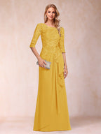 Desiree Mae Gold back view mother of the bride dress