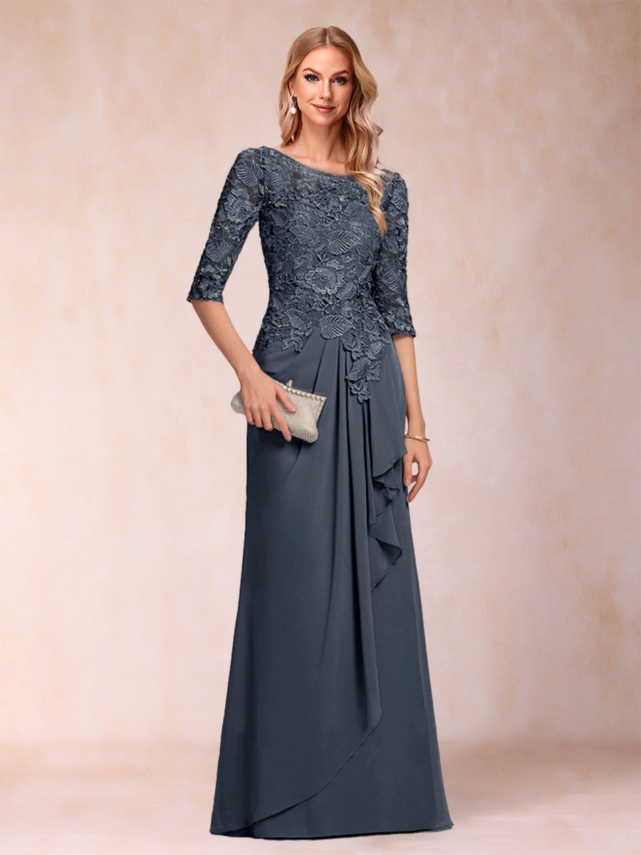 Desiree Mae Navy Blue front view mother of the bride dress