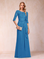 Desiree Mae Ocean Blue front view mother of the bride dress