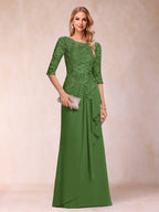 Desiree Mae Olive Green front view mother of the bride dress