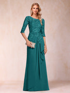 Desiree Mae Peacock front view mother of the bride dress