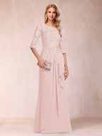 Desiree Mae Pearl Pink back view mother of the bride dress