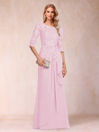 Desiree Mae Rose Pink front view mother of the bride dress
