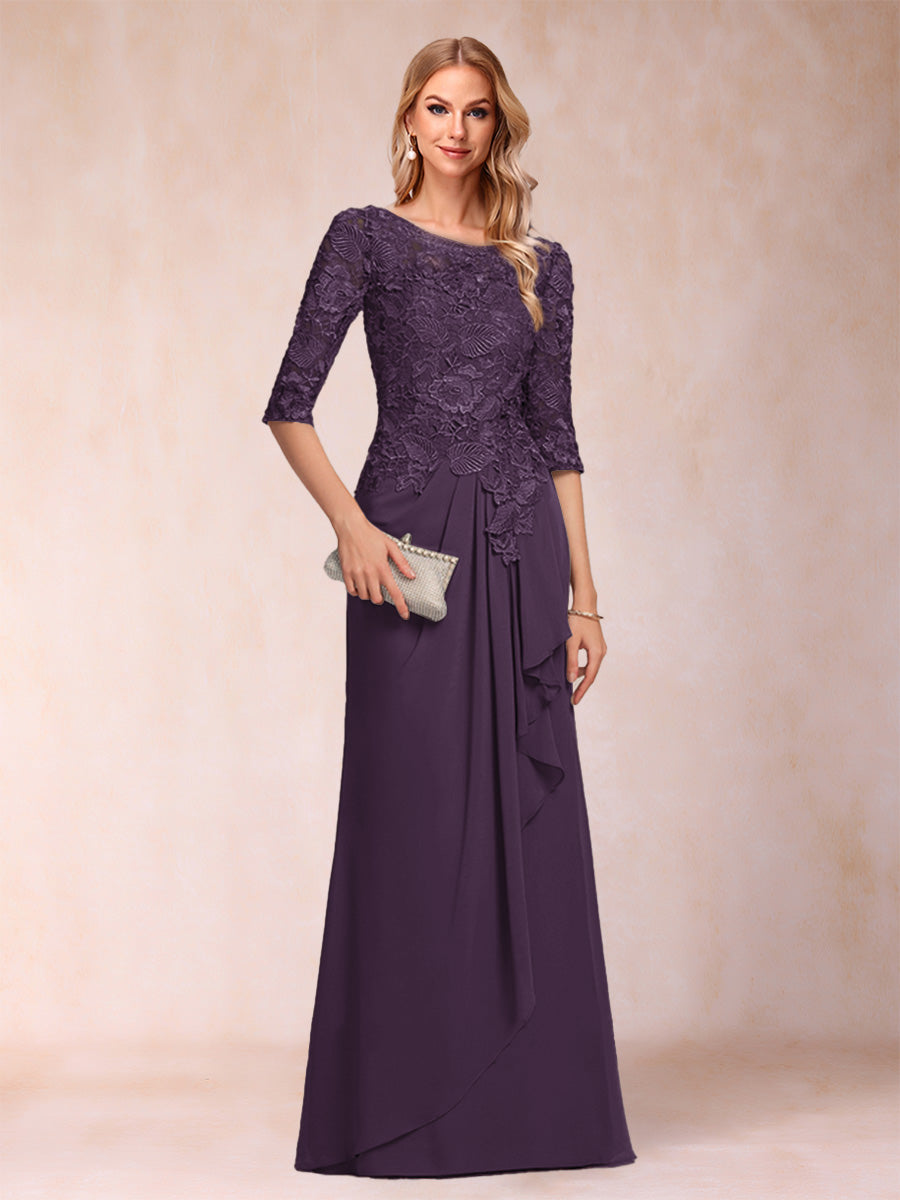 Desiree Mae Plum back view mother of the bride dress