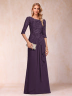 Desiree Mae Plum back view mother of the bride dress