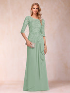 Desiree Mae Sage Green back view mother of the bride dress