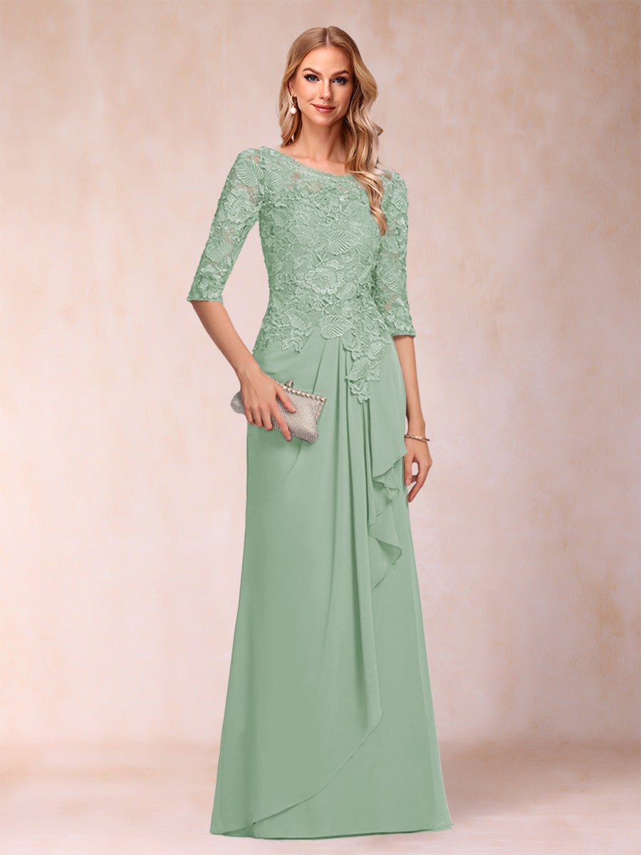 Desiree Mae Sage Green back view mother of the bride dress
