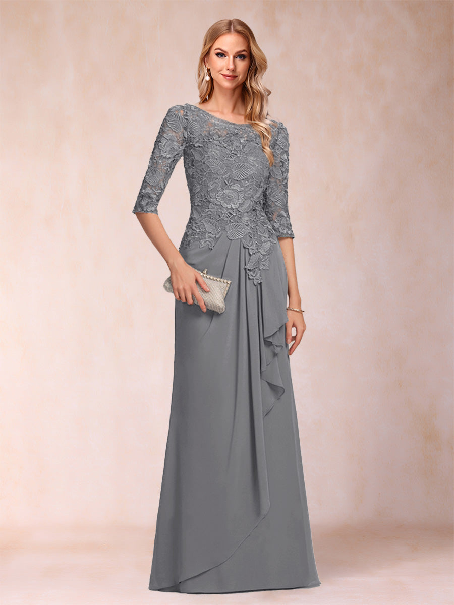 Desiree Mae Steel Grey front view mother of the bride dress