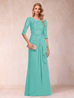 Desiree Mae Pool Blue back view mother of the bride dress