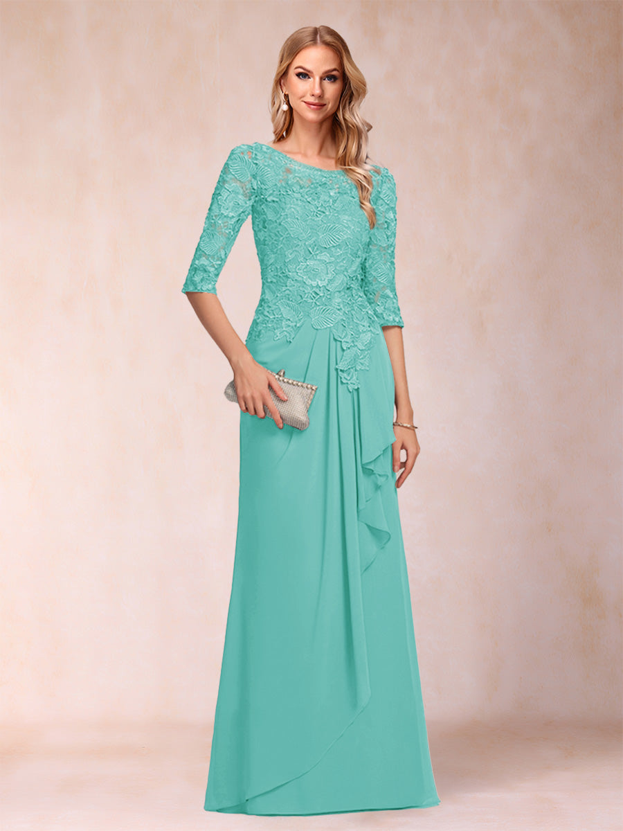 Desiree Mae Pool Blue back view mother of the bride dress