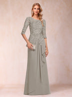 Desiree Mae Taupe front view mother of the bride dress