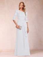 Desiree Mae White front view mother of the bride dress