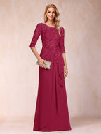 Desiree Mae Burgundy side view mother of the bride dress