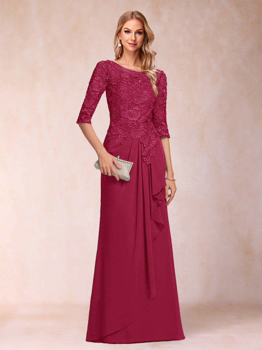 Desiree Mae Burgundy side view mother of the bride dress
