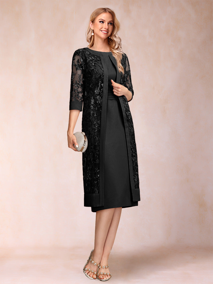 Delphine black front view mother of the bride dress