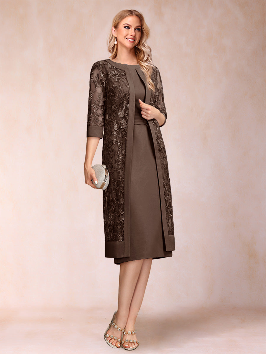 Delphine brown front view mother of the bride dress