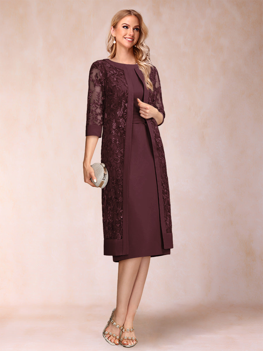 Delphine burgundy front view mother of the bride dress