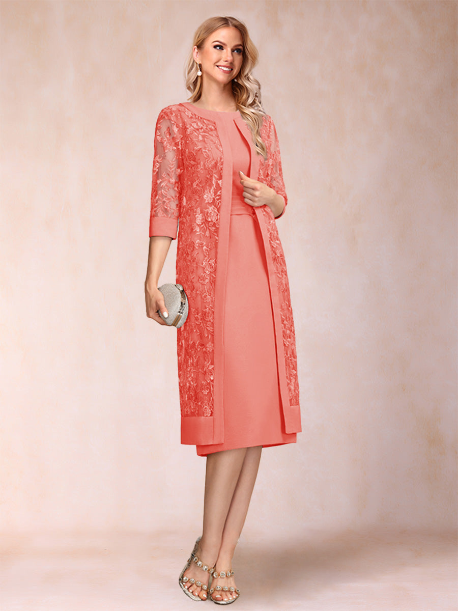 Delphine coral front view mother of the bride dress