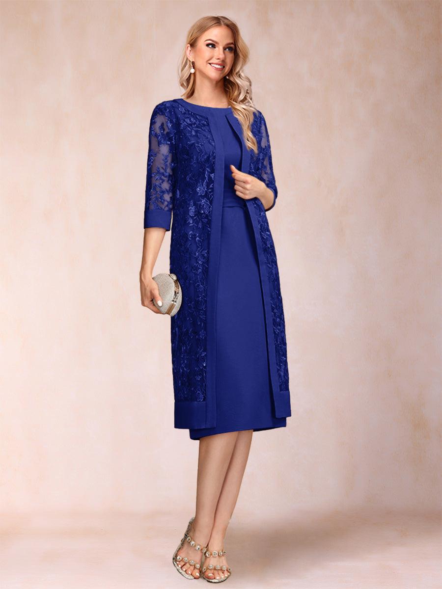 Delphine royal blue front view mother of the bride dress