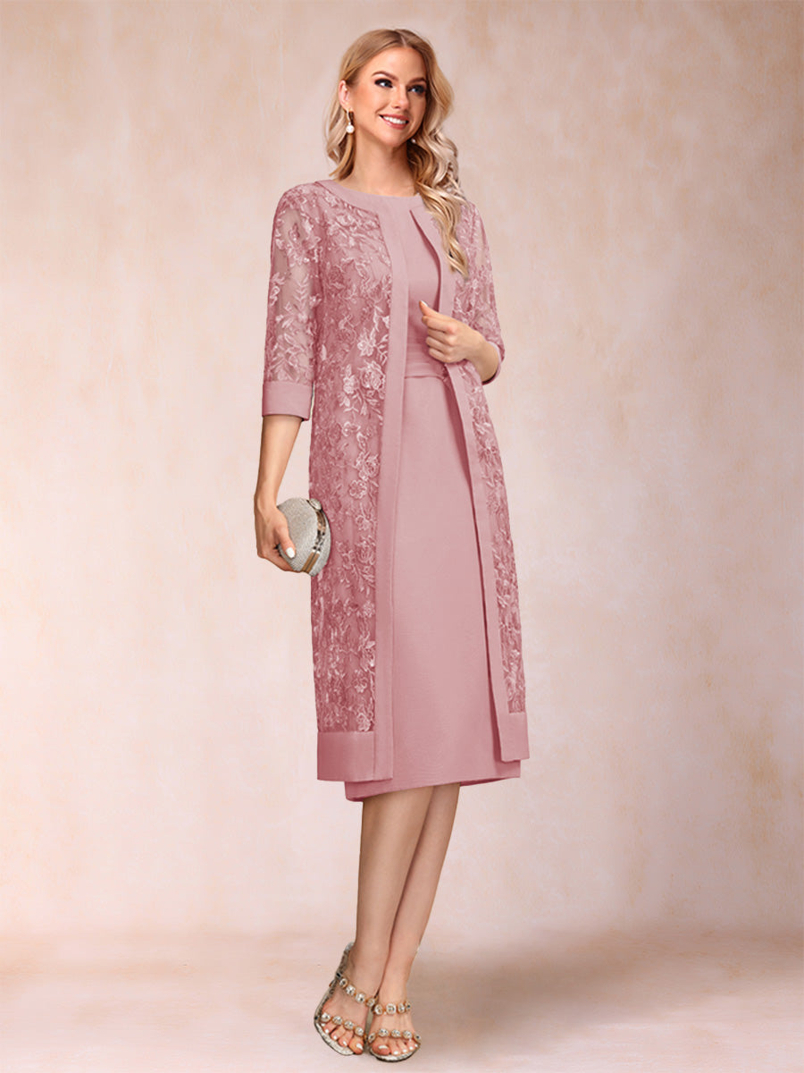 Delphine dusty rose front view mother of the bride dress