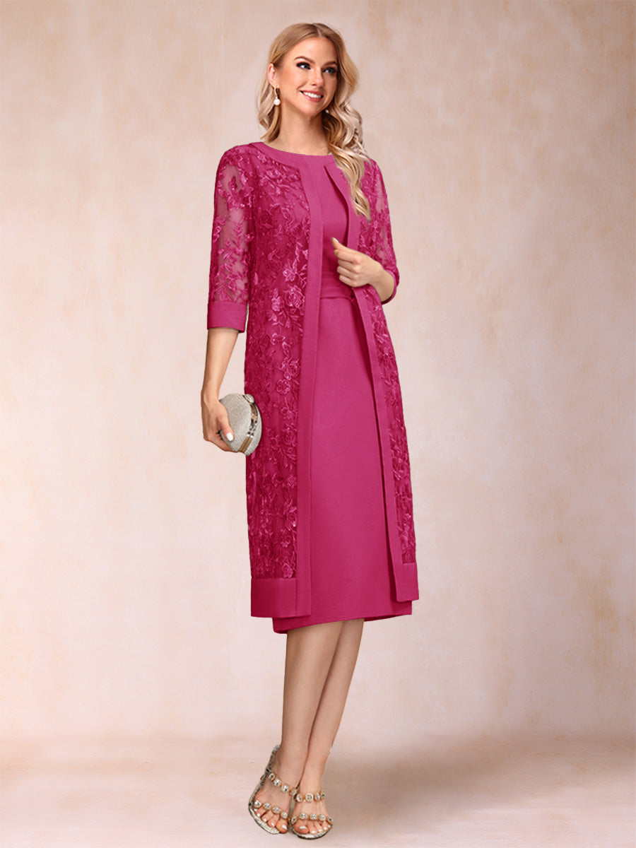 Delphine fuchsia front view mother of the bride dress