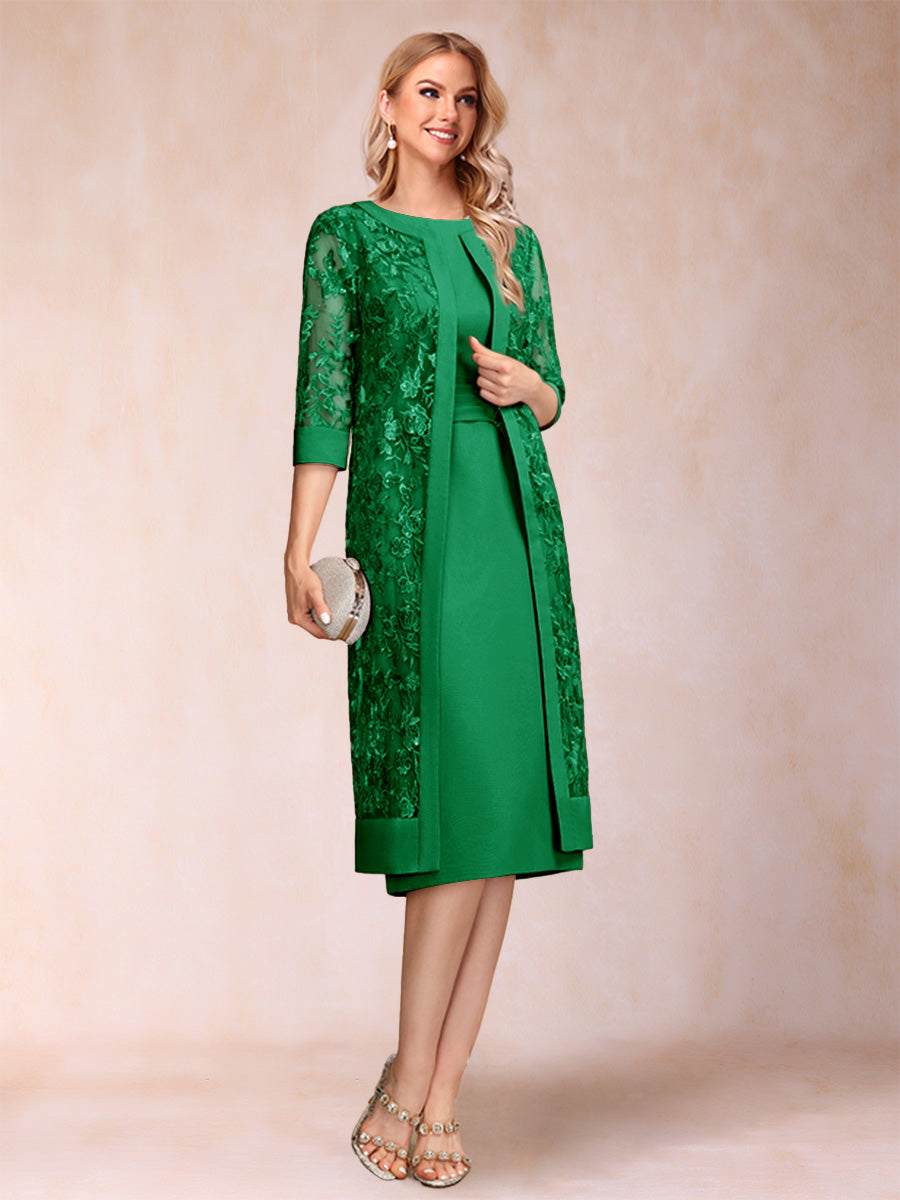 Delphine forest green front view mother of the bride dress