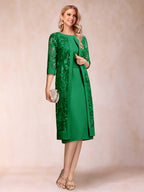 Delphine forest green front view mother of the bride dress