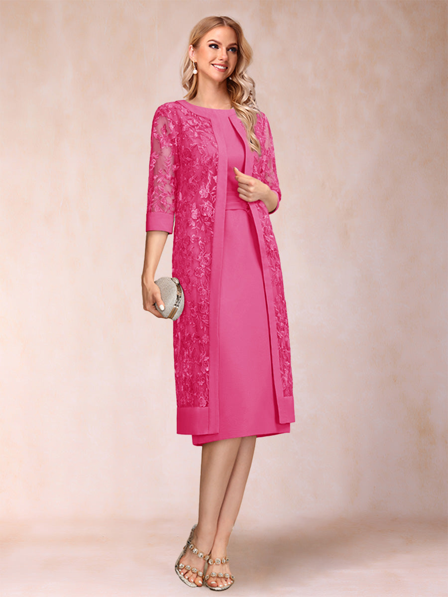 Delphine hot pink alternate front view 2 mother of the bride dress