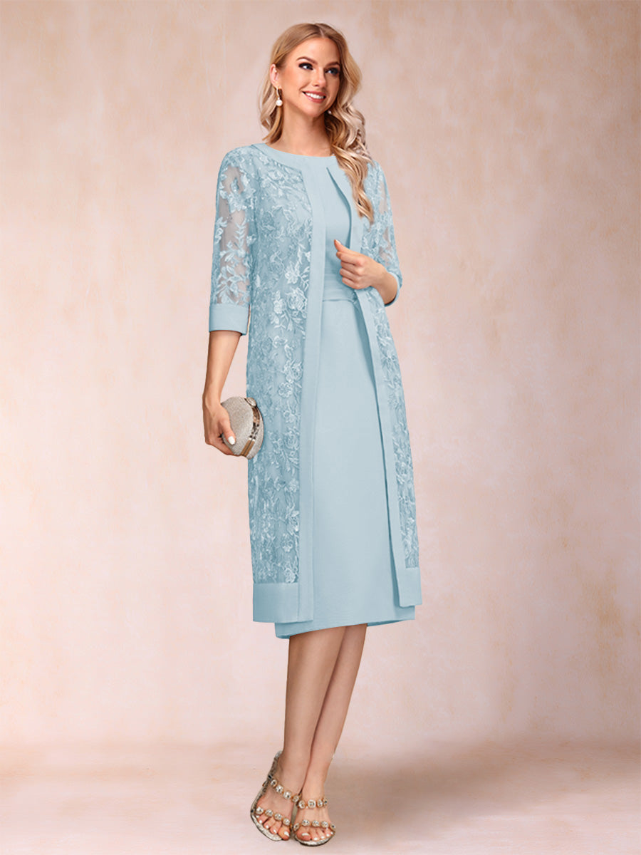 Delphine sky blue front view mother of the bride dress
