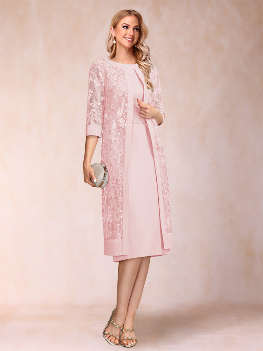 Delphine pearl pink front view mother of the bride dress