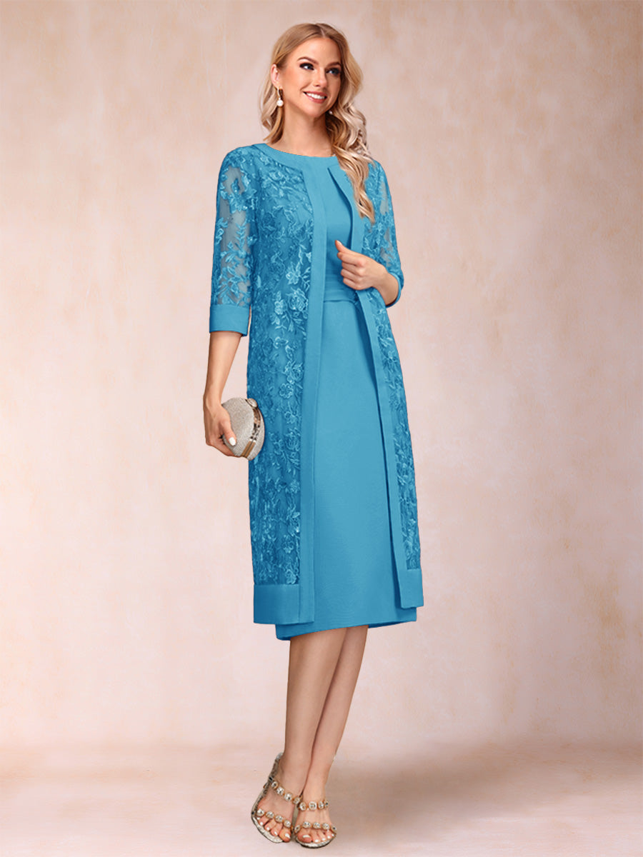 Delphine ocean blue front view mother of the bride dress