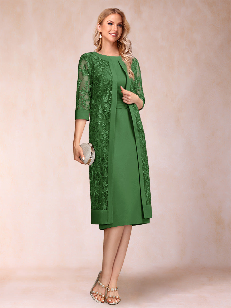 Delphine olive green front view mother of the bride dress