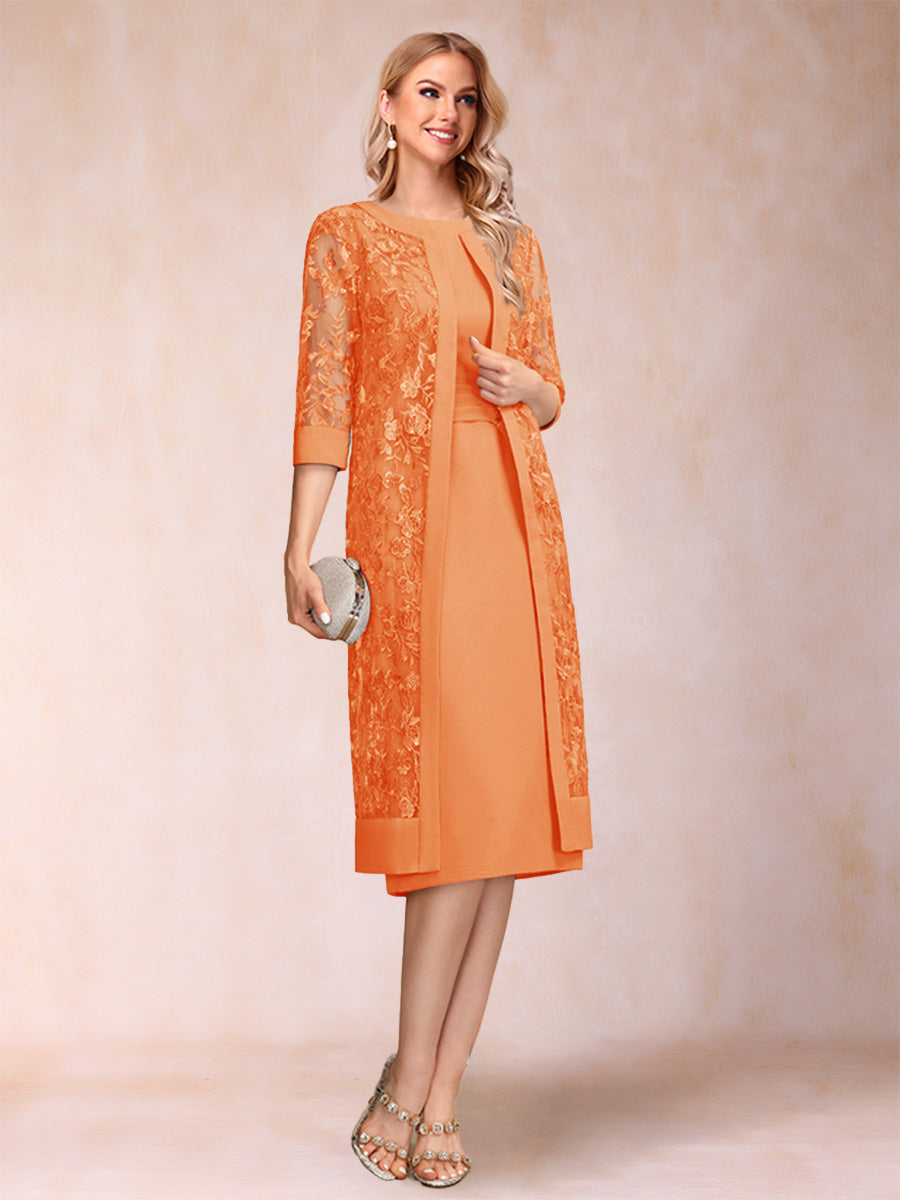 Delphine orange front view mother of the bride dress