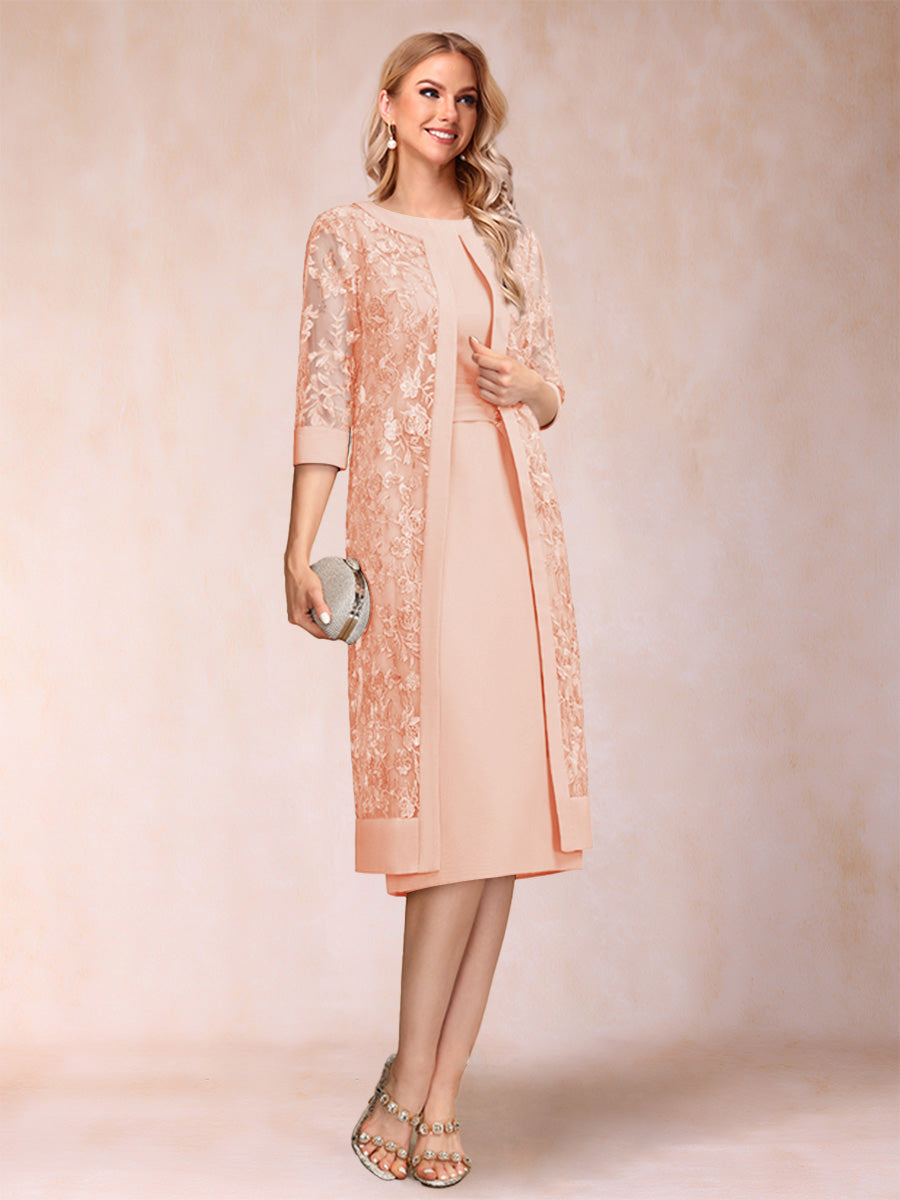 Delphine peach front view mother of the bride dress