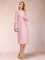 Delphine rose pink front view mother of the bride dress