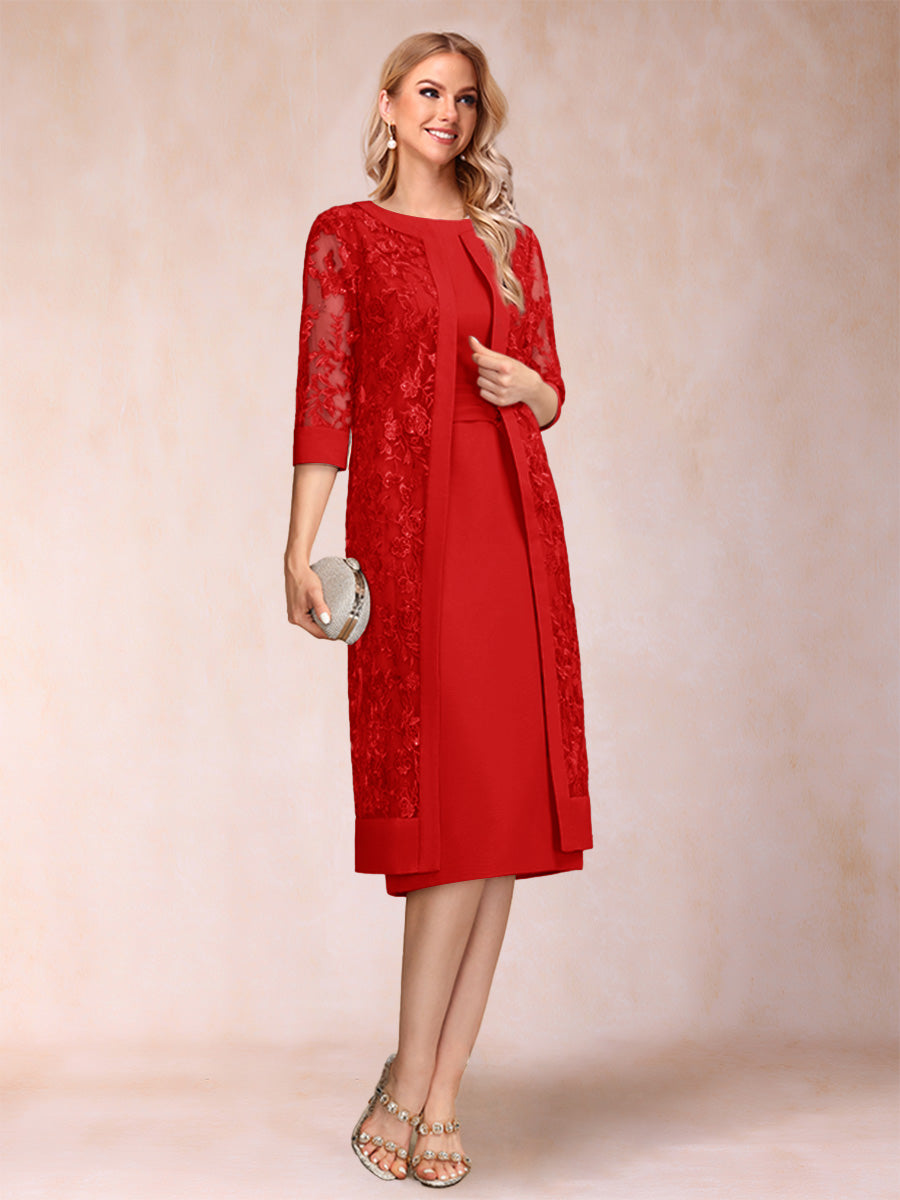 Delphine red front view mother of the bride dress