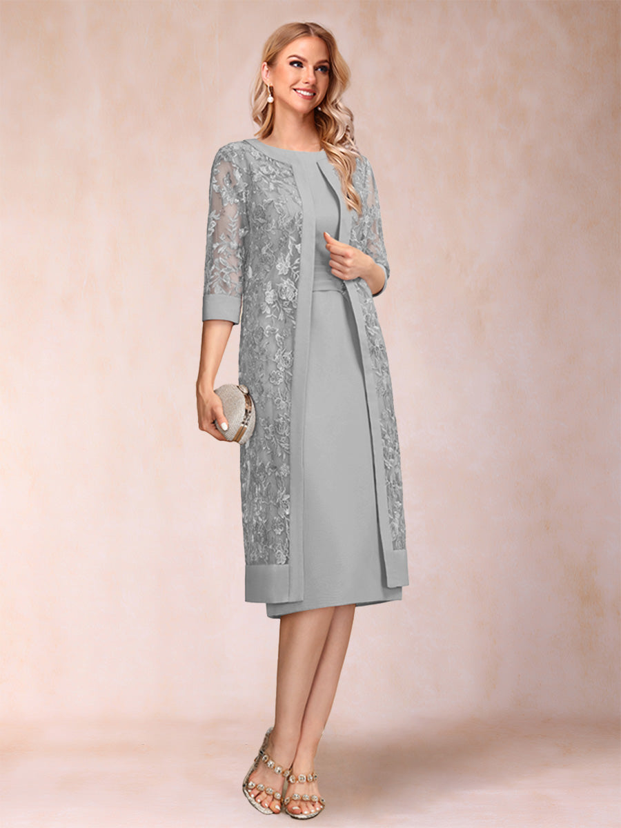 Delphine silver front view mother of the bride dress
