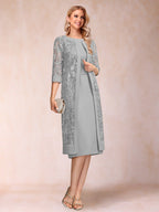 Delphine silver front view mother of the bride dress
