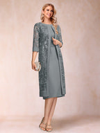 Delphine steel grey front view mother of the bride dress