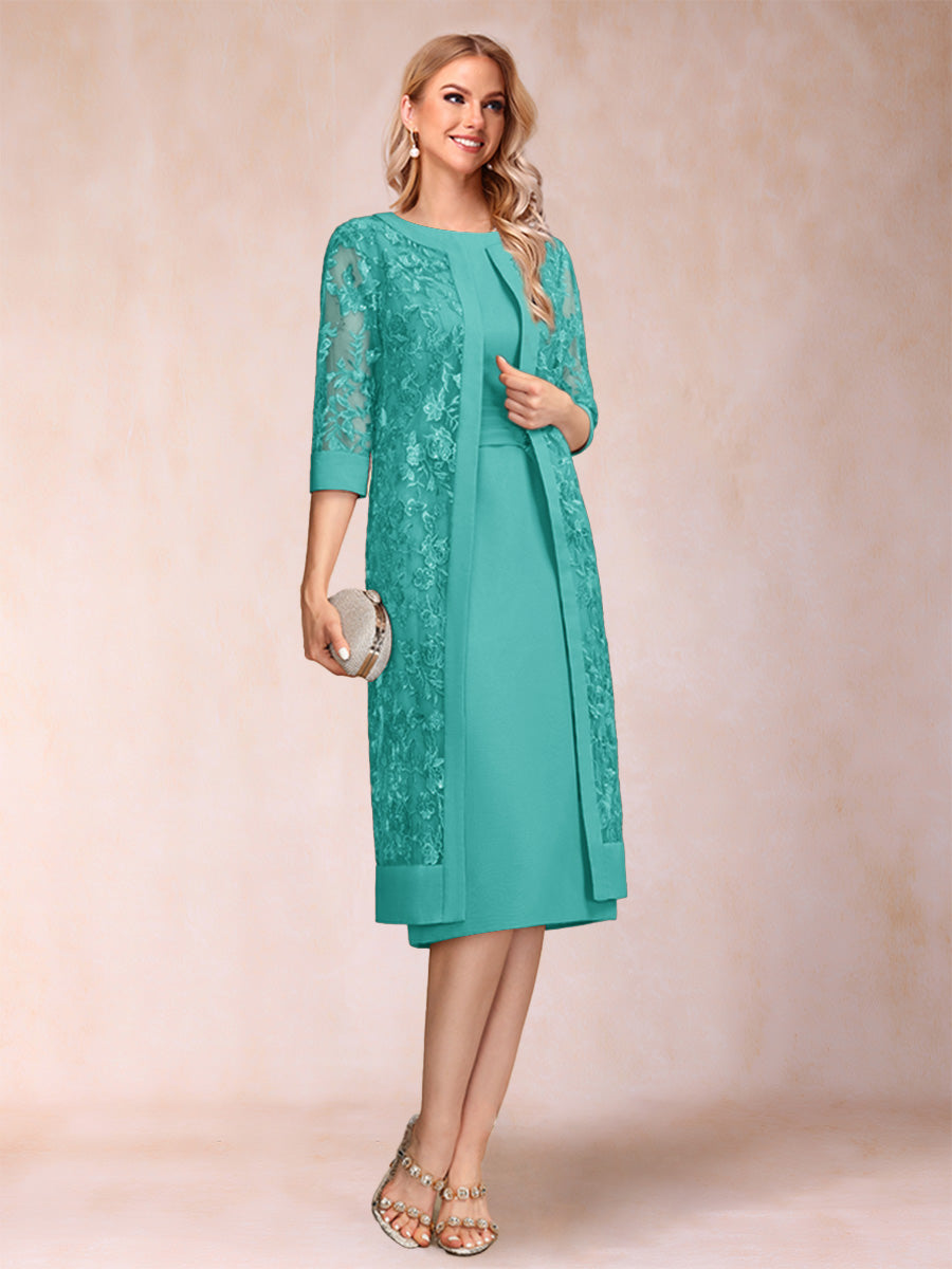 Delphine turquoise front view mother of the bride dress