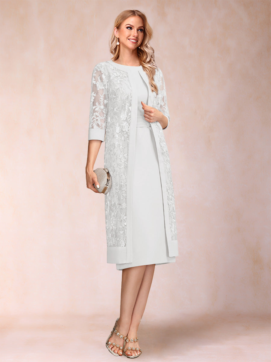 Delphine white front view mother of the bride dress