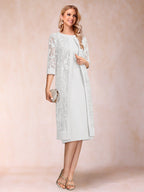 Delphine white front view mother of the bride dress