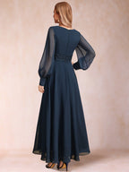 Hilda Mae Navy Blue back view mother of the bride dress