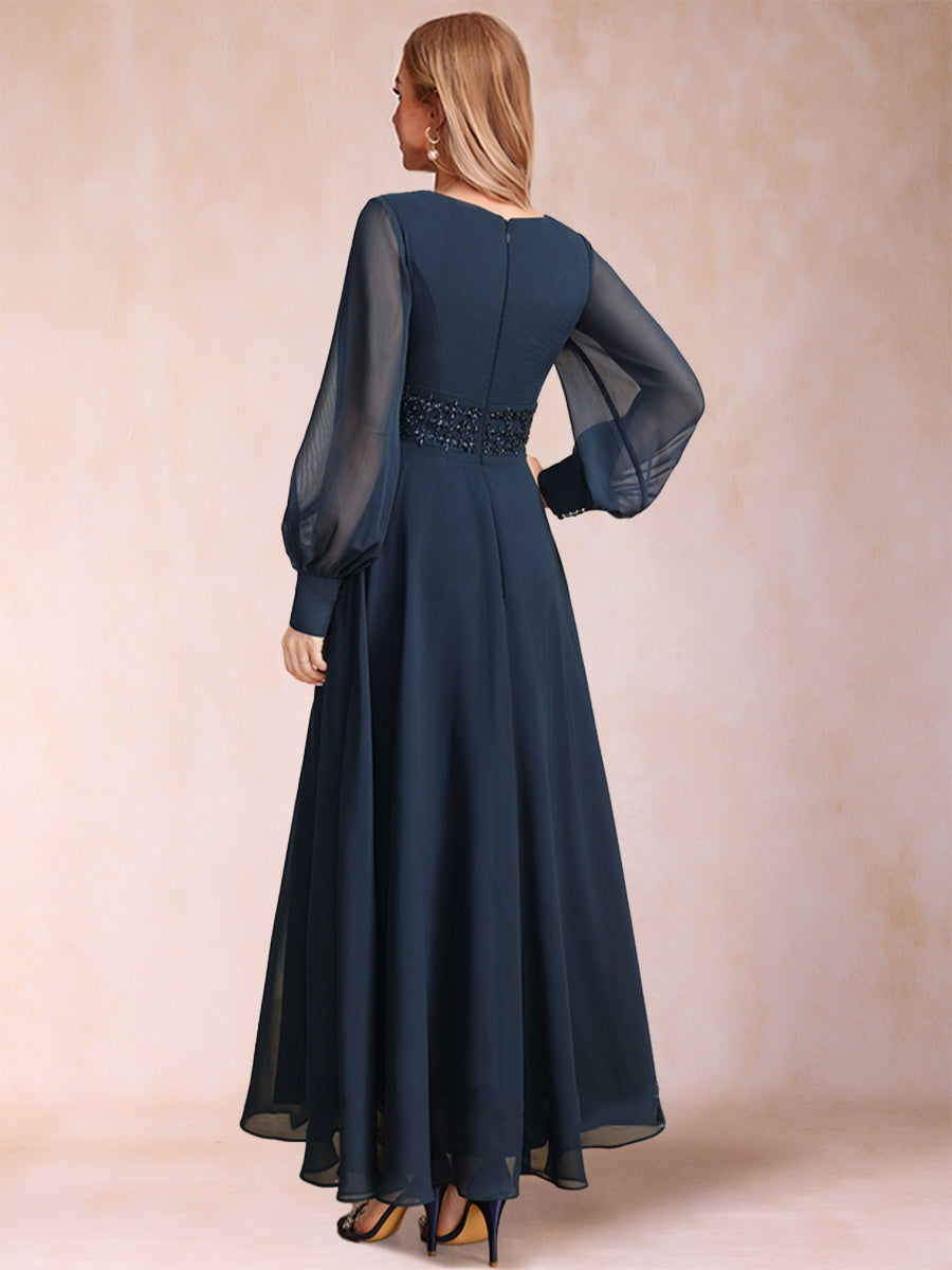 Hilda Mae Navy Blue back view mother of the bride dress
