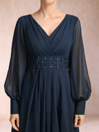 Hilda Mae Navy Blue hem detail mother of the bride dress