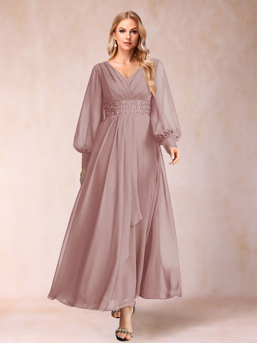 Hilda Mae Dusty Rose back view mother of the bride dress