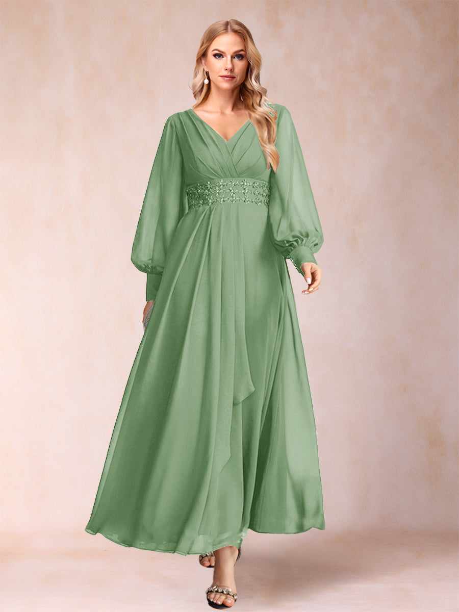 Hilda Mae Sage Green front view mother of the bride dress