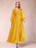 Hilda Mae Gold front view mother of the bride dress