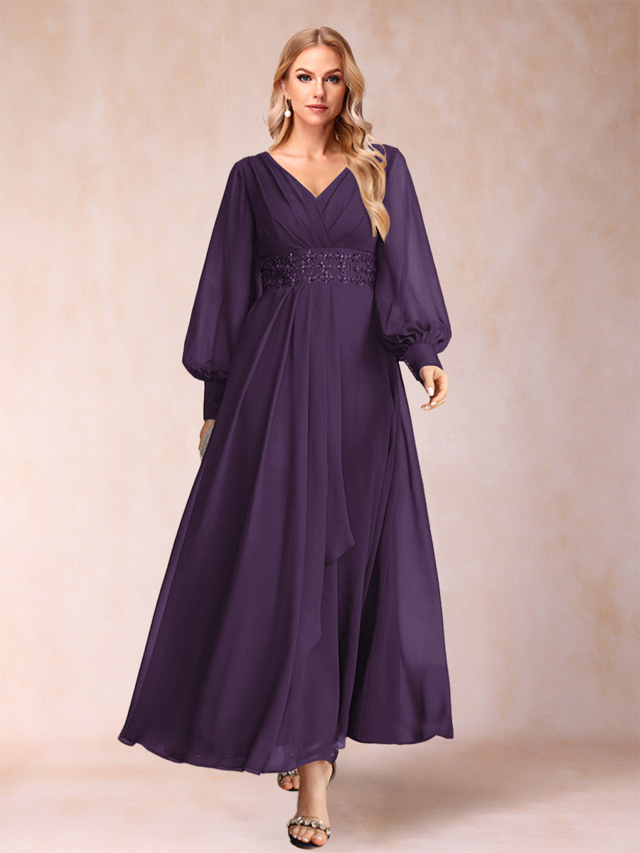 Hilda Mae Grape front view mother of the bride dress