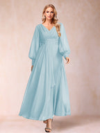 Hilda Mae Sky Blue front view mother of the bride dress